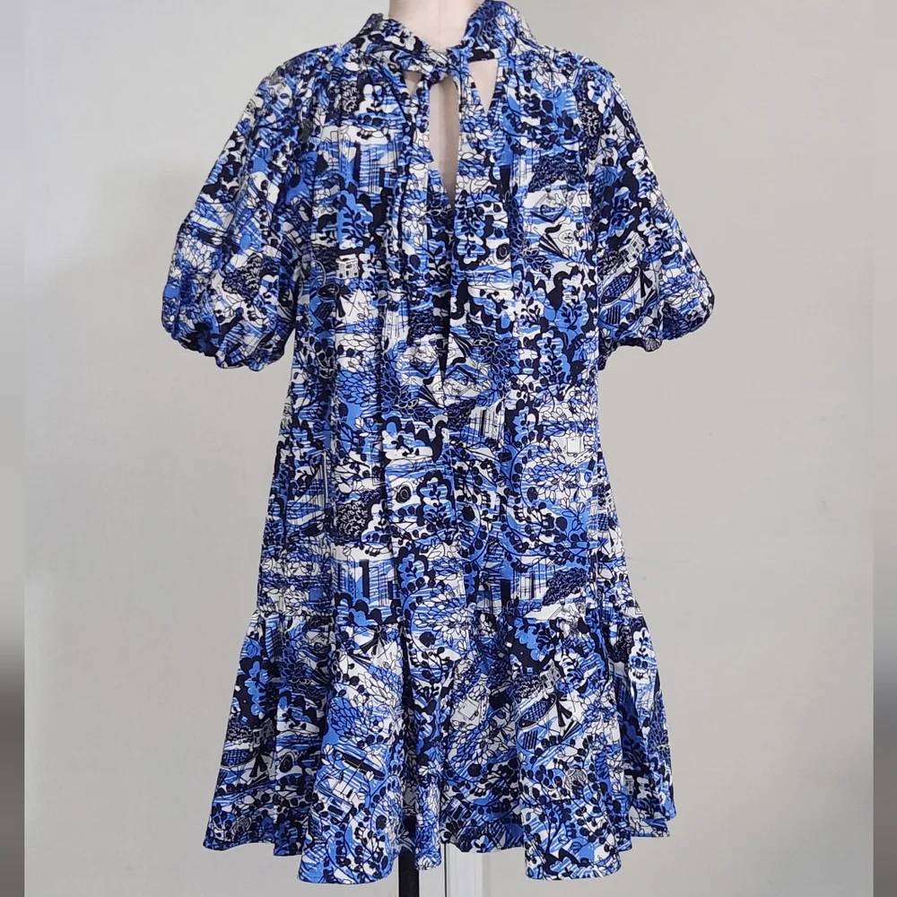 Kate‎ Spade Scenic Stroll Tie-Back Dress In Blazer Blue